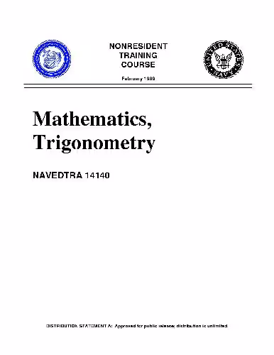 خرید و دانلود نسخه کامل کتاب Mathematics, Trigonometry. NAVEDTRA 14140
