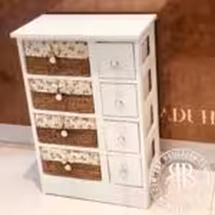 AMIN امین جا سیب پیاز 4 سبد 4 کشو  بغل حصیری سفید k383 WH-21383