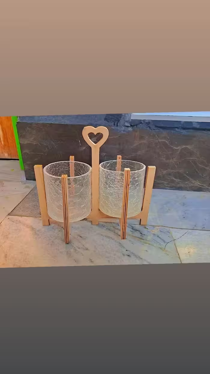 جا قاشقی دو قلو  استند چوبی