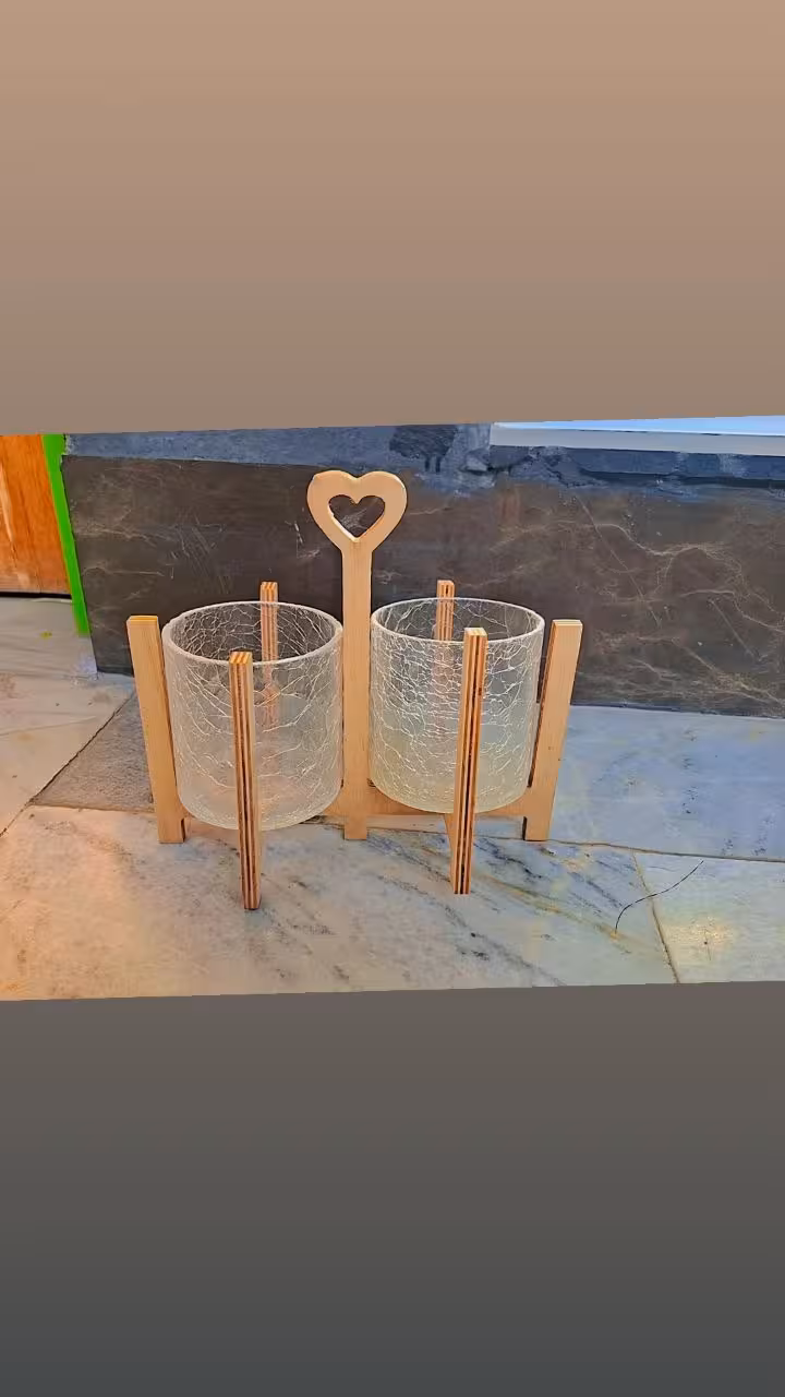 جا قاشقی دو قلو  استند چوبی