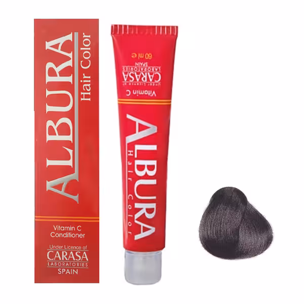 رنگ مو آلبورا مدل carasa شماره c4-5.1 حجم 100 میلی لیتر رنگ قهوه ای دودی روشن