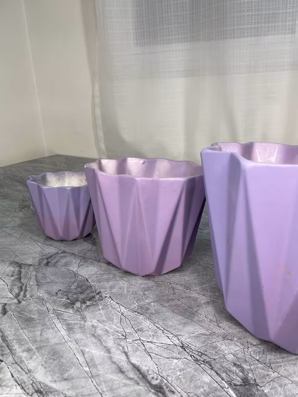 گلدان سرامیکی 3 عددی بنفش