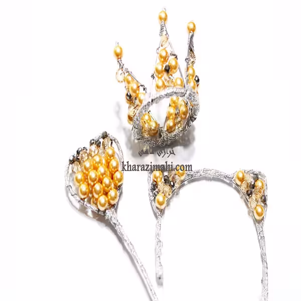 تاج و چوب فرشته_تمام نگین{ طلائی}