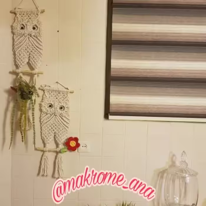 دیوارکوب  مکرومه طرح جغد