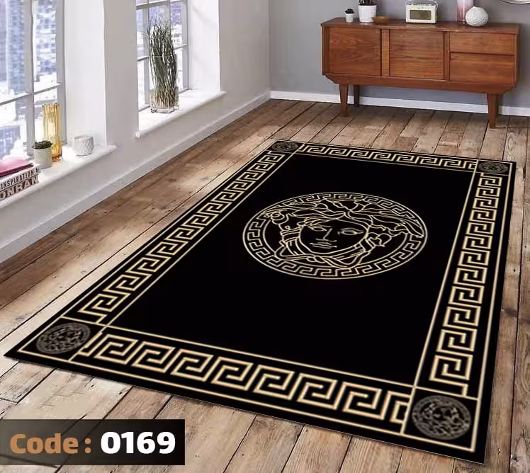 کاورفرش روفرشی دورکشدار گوشه لیفه ای لاکی ، آبی و متنوع کد 0169