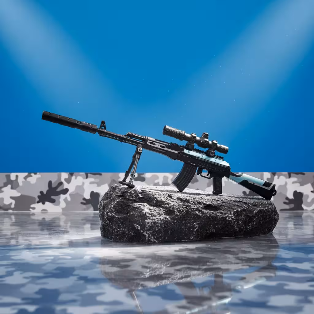 ماکت اسلحه کلاشینکف مشکی آبی سایز بزرگ