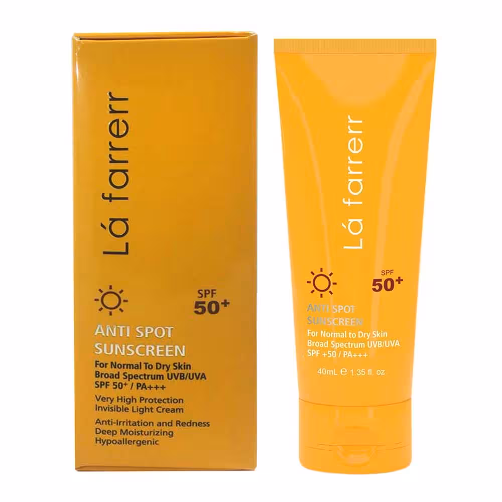 کرم ضد آفتاب SPF50 بی رنگ پوست خشک و معمولی لافارر