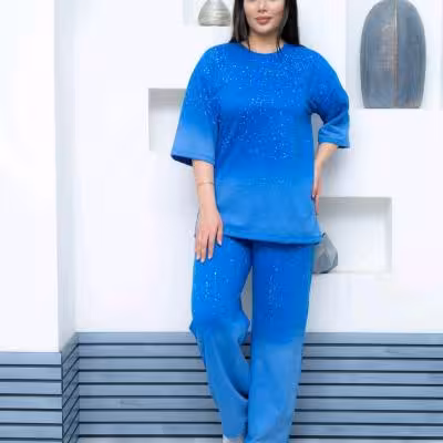 ست تیشرت لانگ و شلوار بگ آبرنگی