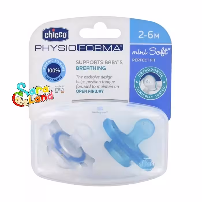 پستانک ارتودنسی چیکو مدل مینی سافت تمام سیلیکونی  6-2 ماه آبی
