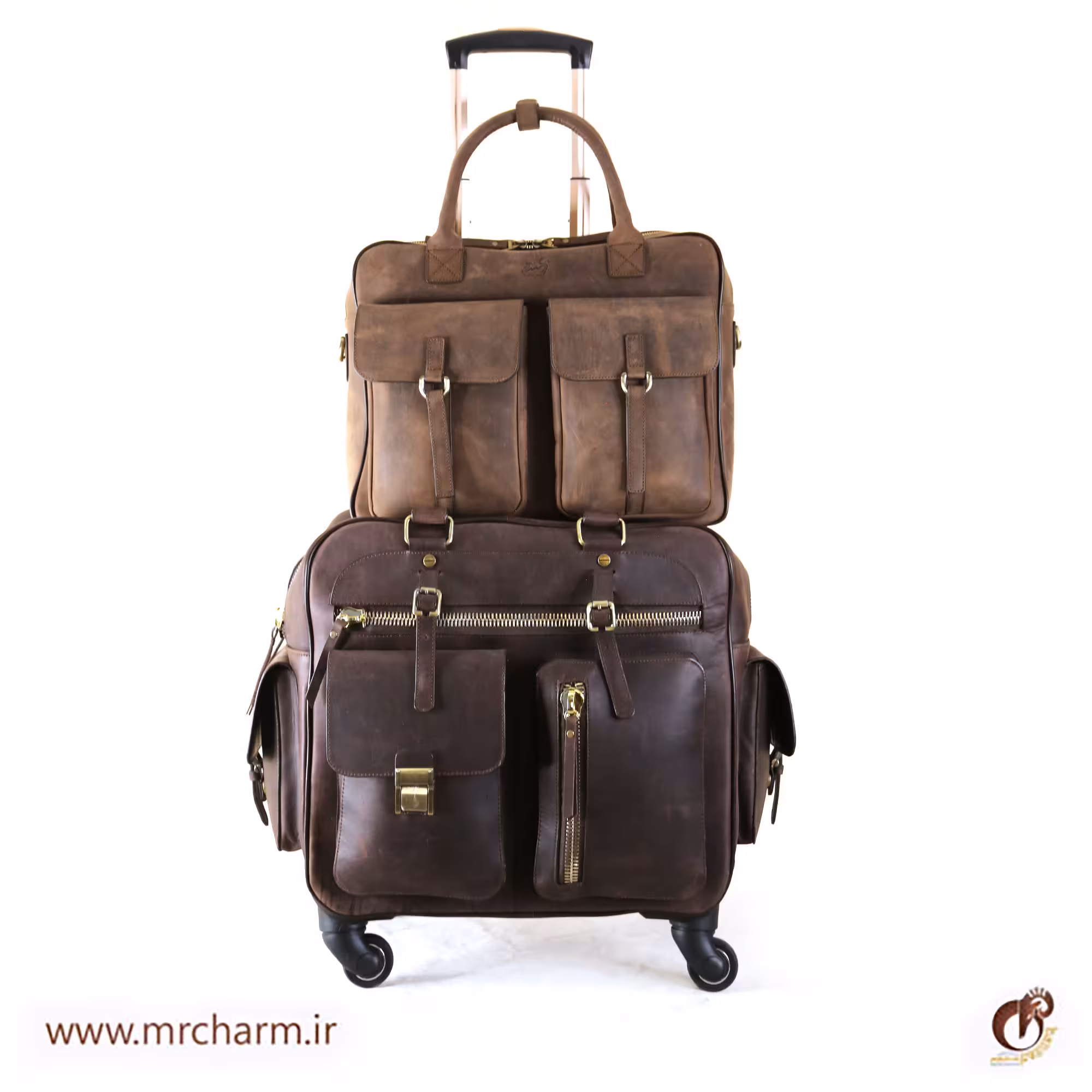 ست کیف و چمدان چرم کلاسیک mrc168-19
