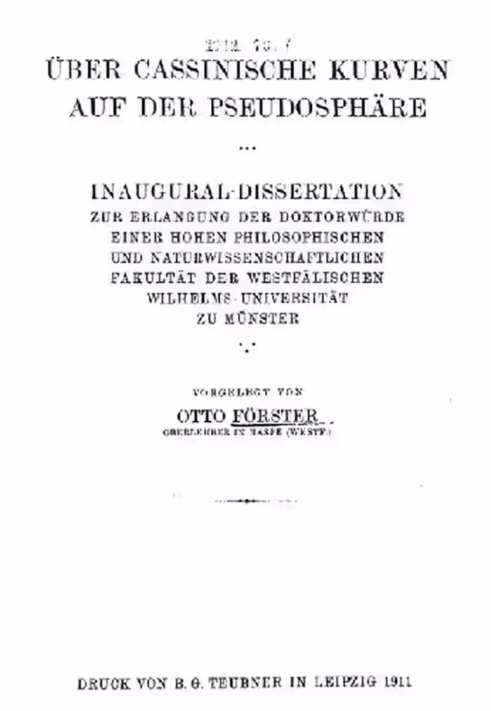 خرید و دانلود نسخه کامل کتاب Ueber Cassinische Kurven auf der Pseudosphaere