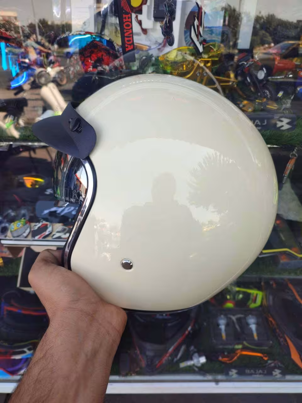 کلاه کاسکت وسپایی عینک دار تکنو TEKNO - سفید