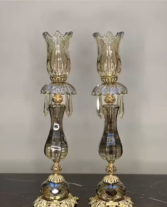 شمعدان کلاسیک لاکچری آنتیک دودی