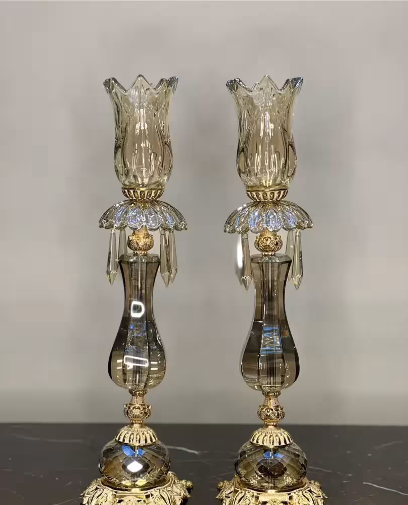 شمعدان کلاسیک لاکچری آنتیک دودی