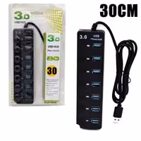 هاب 7 پورت USB3.0 آداپتورخور کابل 30سانتی کلید دار 507