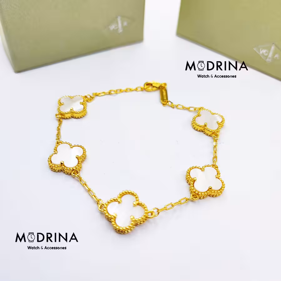 دستبند ون کلیف صدفی طلایی