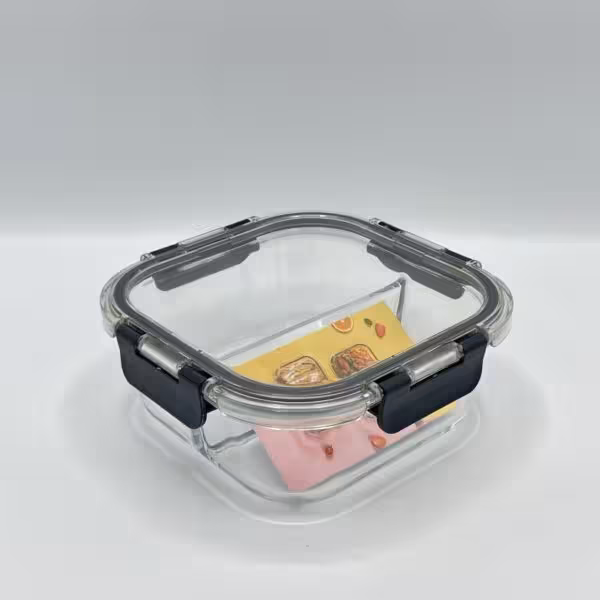 ظرف نگهدارنده مربع دو قسمتی 800 میل نوار مشکی