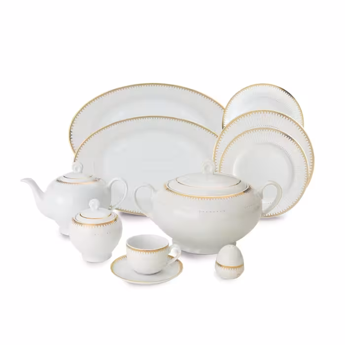 سرویس چینی 102 پارچه غذاخوری چینی زرین ایران سری ایتالیا اف مدل سپیدار