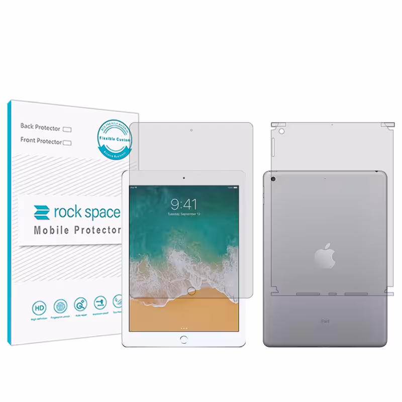 محافظ صفحه نمایش شفاف راک اسپیس مدل Hygel مناسب برای تبلت اپل iPad 9.7 (2018) به همراه محافظ پشت تبلت