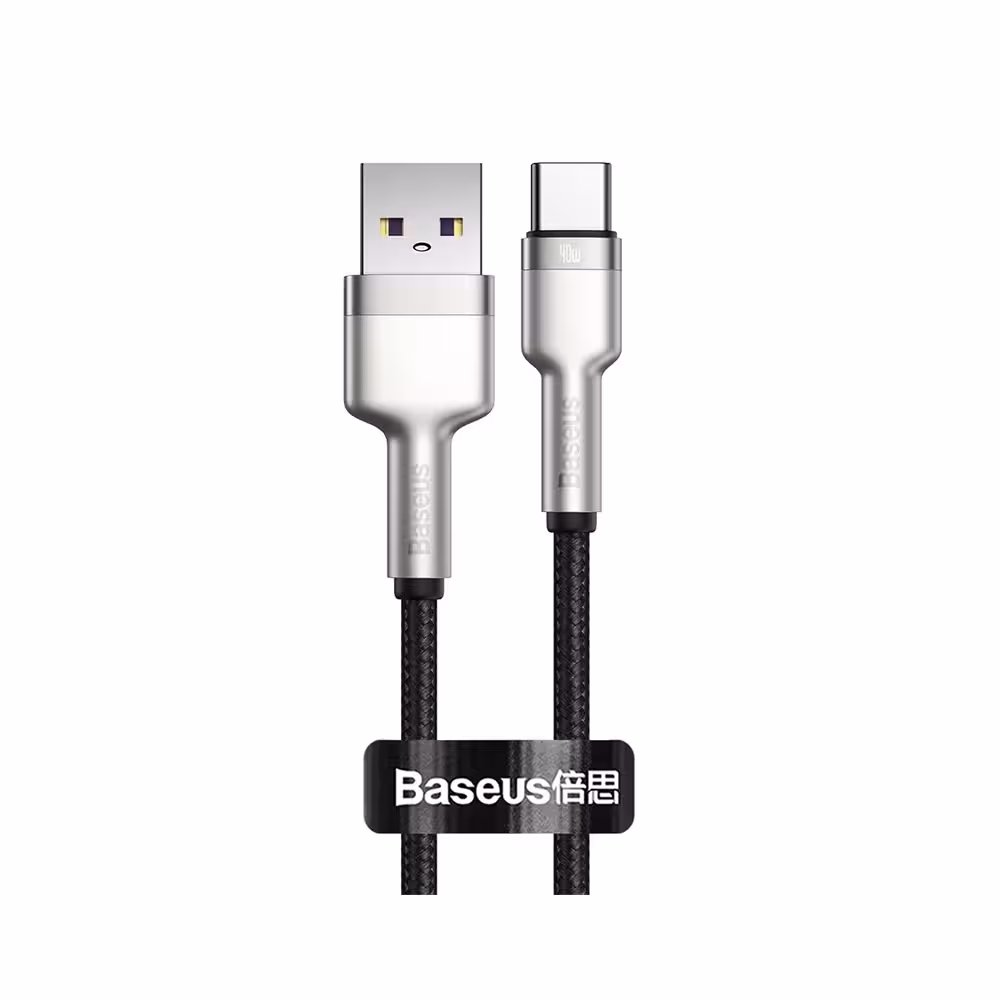 کابل Type C فست شارژ بیسوس Baseus Cafule Series Metal CATJK-01 طول 25 سانتی متر توان 40 وات
