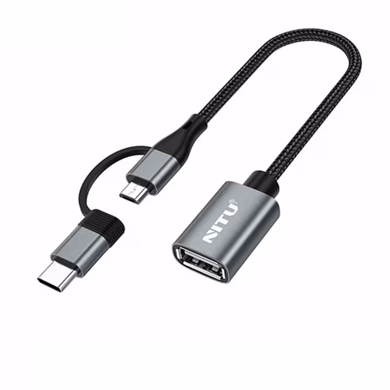 کابل تبدیل OTG دوکاره نیتو Nitu CN21 OTG Type-C / microUSB