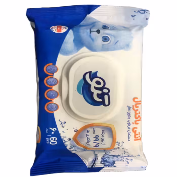 دستمال مرطوب تنو مدل آنتی باکتریال بسته 60 عددی