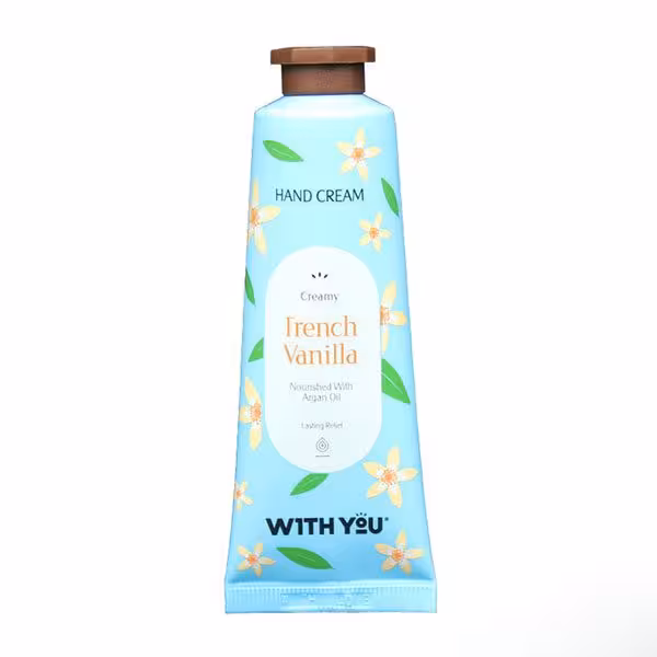 کرم دست ویت یو WITH YOU کرم ترمیم کننده دست  حاوی عصاره وانیل فرانسوی مناسب پوست های خشک