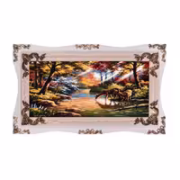 تابلو فرش ماشینی دنیای فرش طرح آهو و برکه کد 414