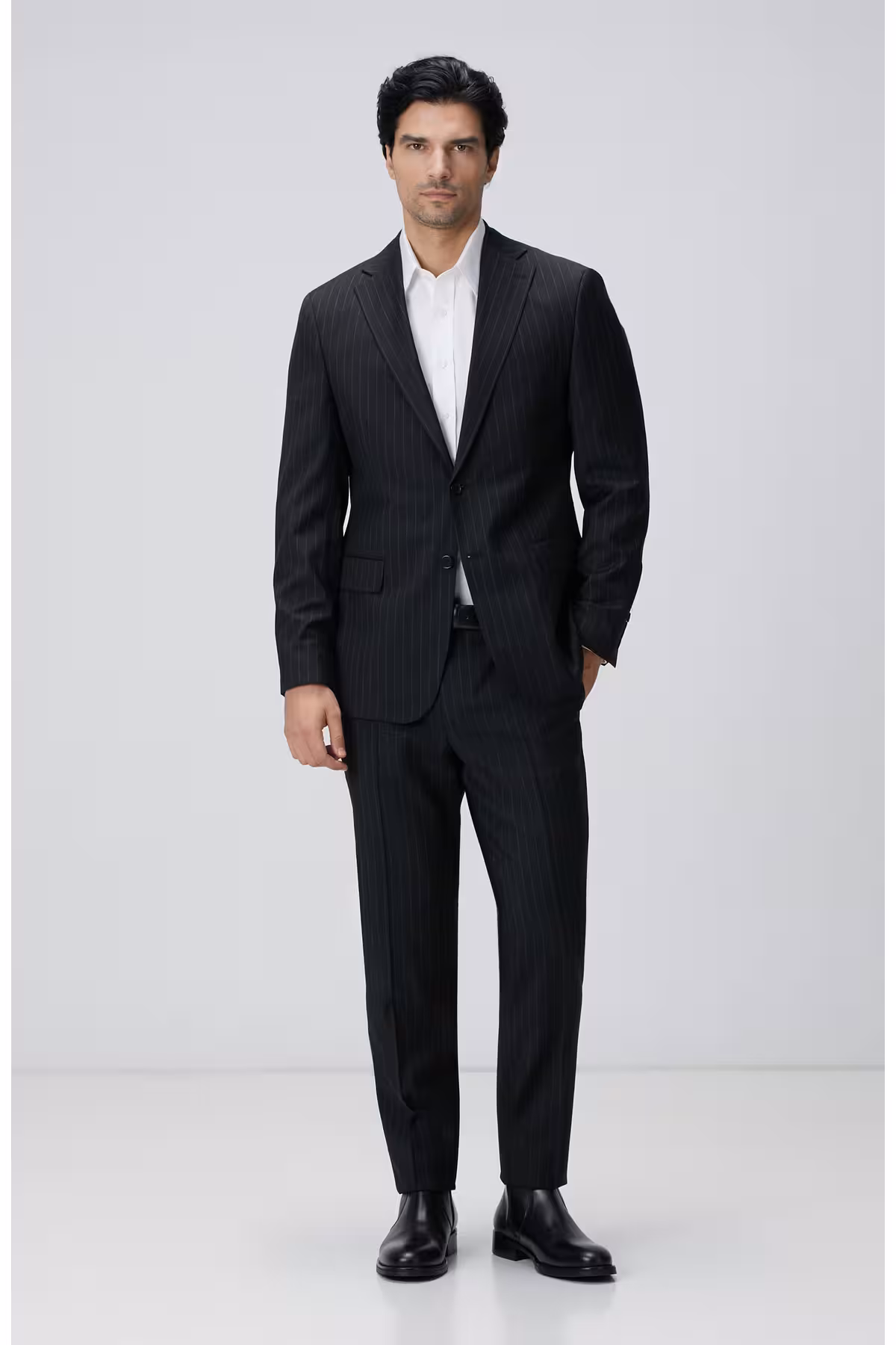 کت وشلوار مردانه و شلوار پشم الگوی سیاه خط Network