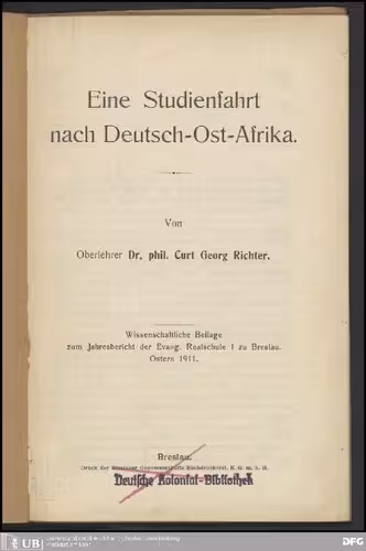 خرید و دانلود نسخه کامل کتاب Eine Studienfahrt nach Deutsch - Ost - Afrika
