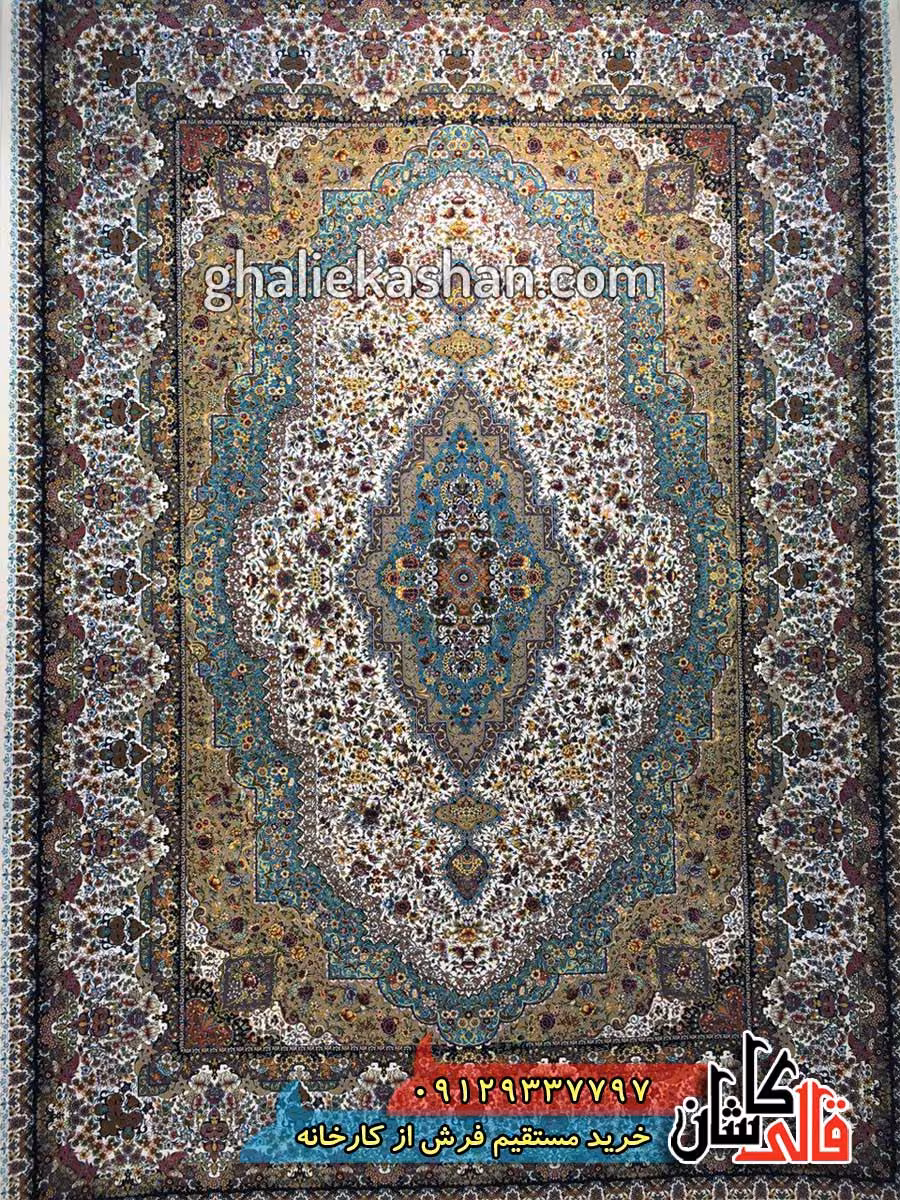 فرش 1200 شانه طرح مسیحا زمینه کرم کاشان