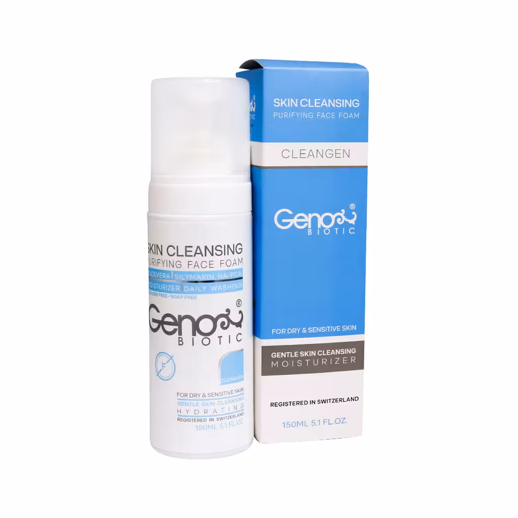 فوم شستشوی صورت پوست خشک ژنوبایوتیک 150 میلی لیتر Geno Biotic Face Foam Clening for Dry and Sensitive Skin 150 ml