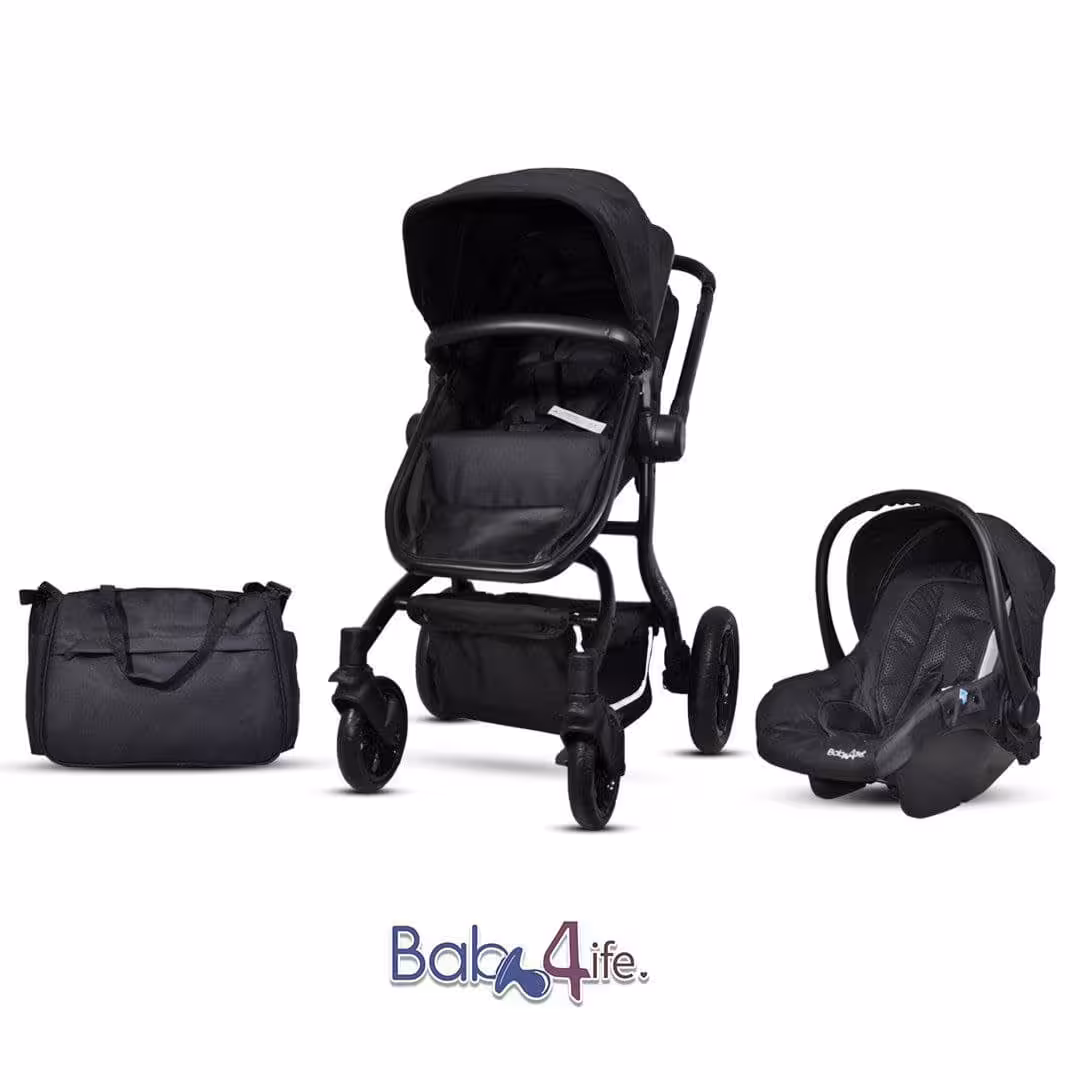 ست کالسکه کریر و ساک لوازم رنگ مشکی گوبی بیبی فورلایف BABY4LIFE