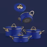 سرویس قابلمه لعابی هشت پارچه NEVA رنگ آبی کد N2979