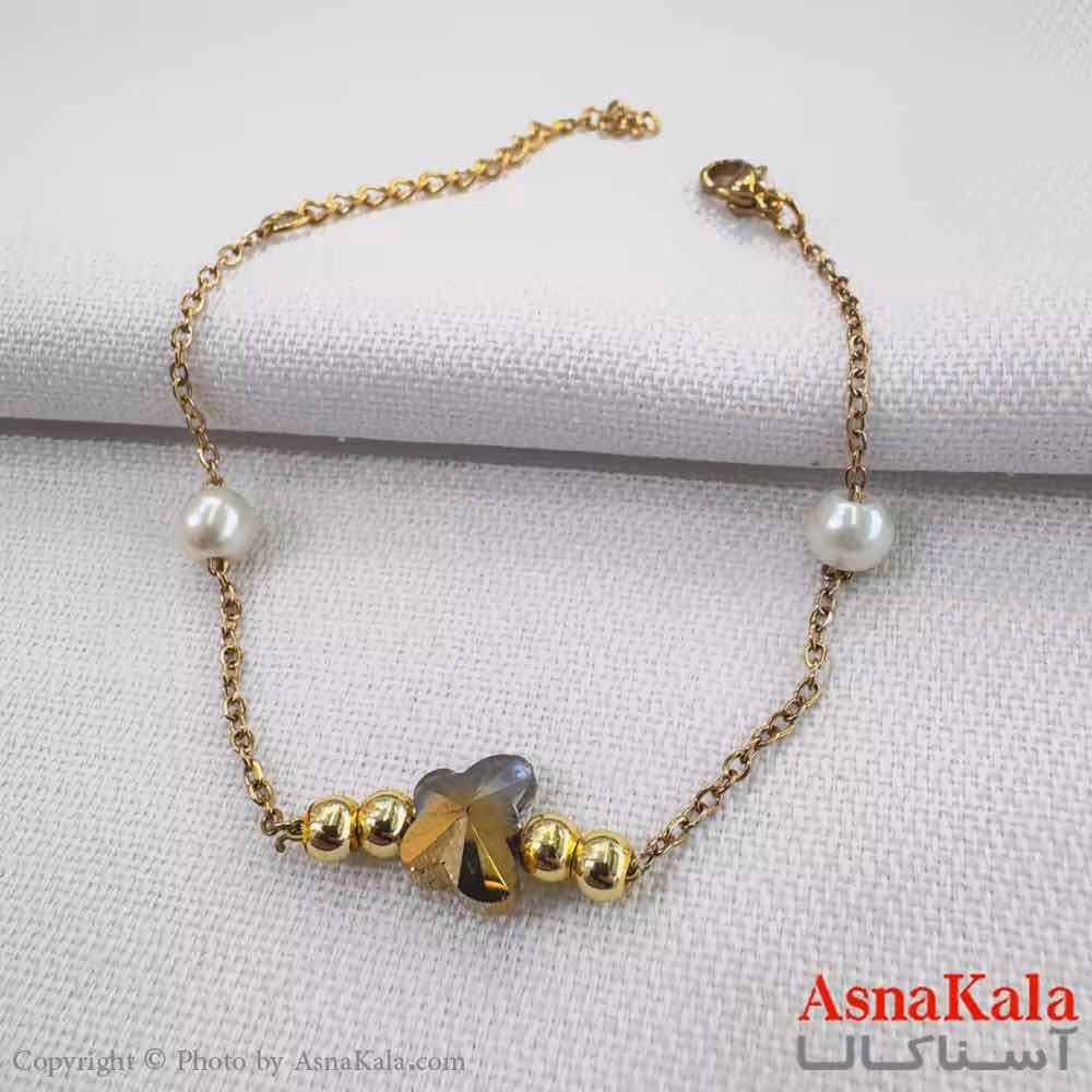 دستبند دخترانه مینیمال مدل  سنگ پروانه کد DSB18758W