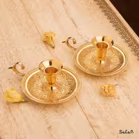 شمعدان جفت برنجی و طلایی