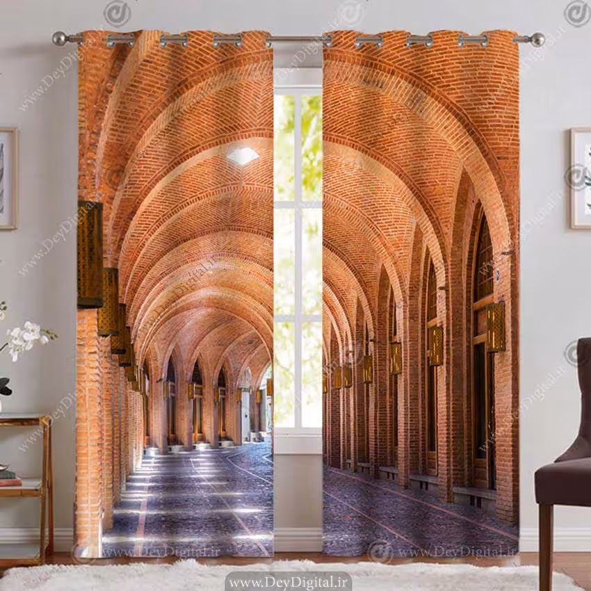 پرده پانچی سنتی طرح بازار قدیمی با طاق های آجری PK-5213