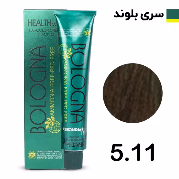 رنگ مو بدون آمونیاک بلونیا سری زیتونی رنگ قهوه ای زیتونی روشن شماره 511 Bologna