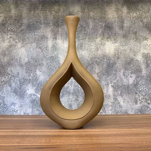 گلدان جفتی اشکی قهوه ای کرم