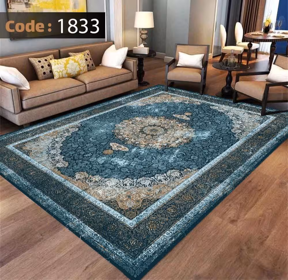کاورفرش روفرشی دورکشدار گوشه لیفه ای طوسی کرم کد 1833