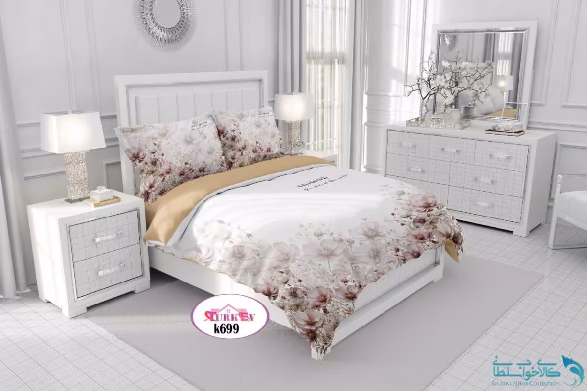 روتختی طرح گلدار جذاب دونفره برند Turkev کد K699