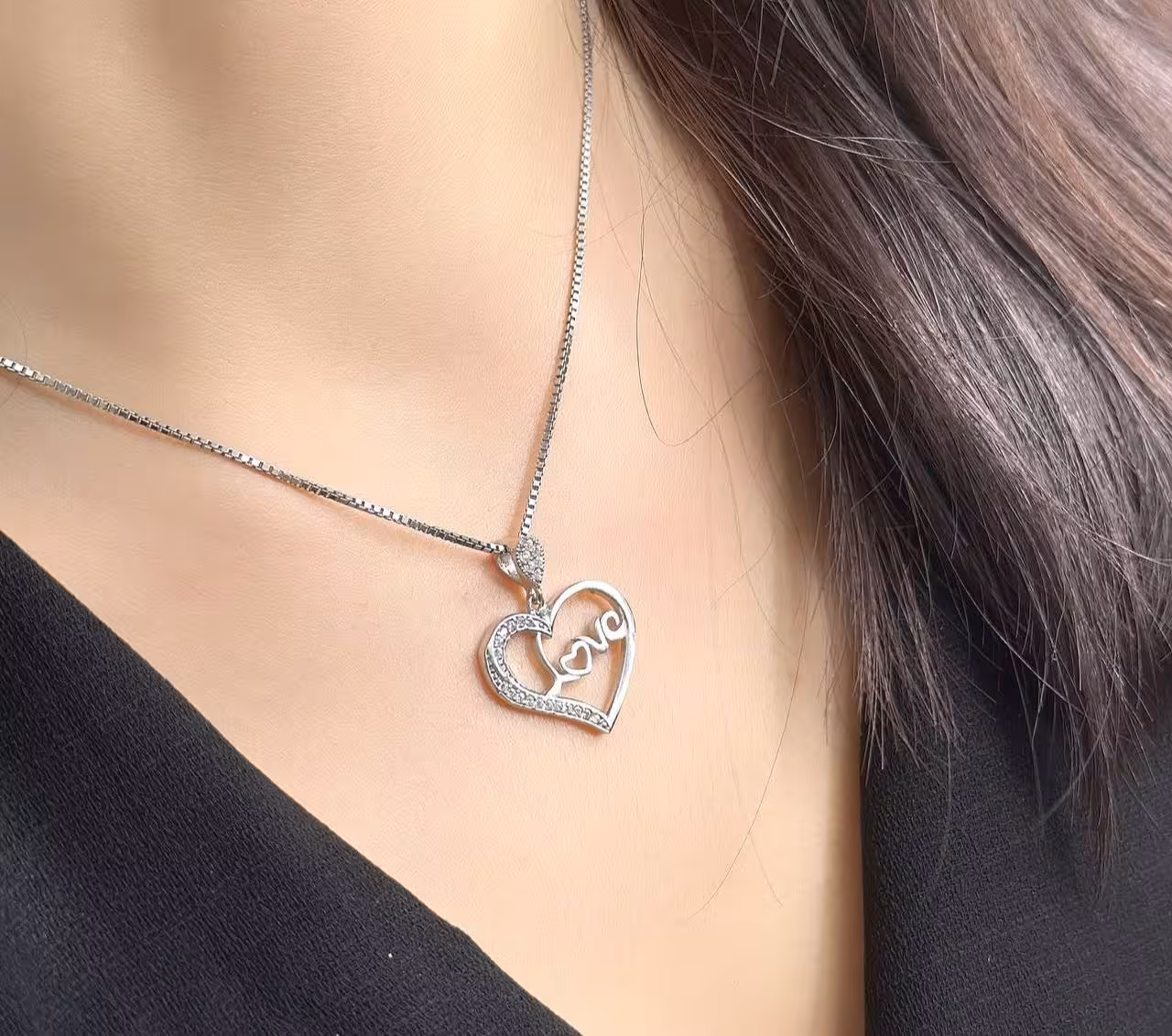 گردنبند قلب زنانه نقره کد 20389