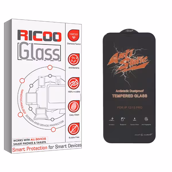 محافظ صفحه نمایش ریکو مدل Ricoo Glass ANTI-STATIC مناسب برای گوشی موبایل اپل iPhone 12