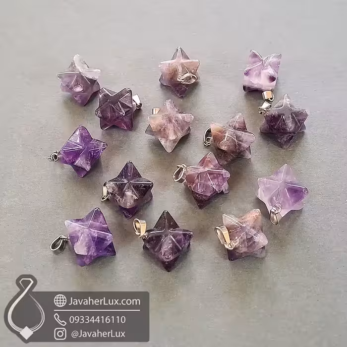 گردنبند ستاره آمیتیست طبیعی – نمادی زیبا از آرامش و انرژی مثبت _ کد 401107