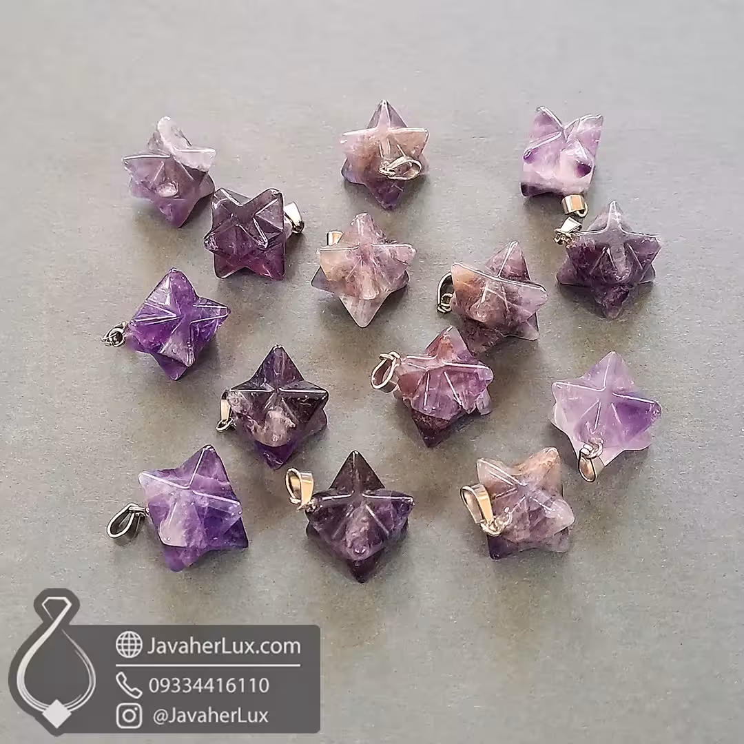 گردنبند ستاره آمیتیست طبیعی – نمادی زیبا از آرامش و انرژی مثبت _ کد 401107