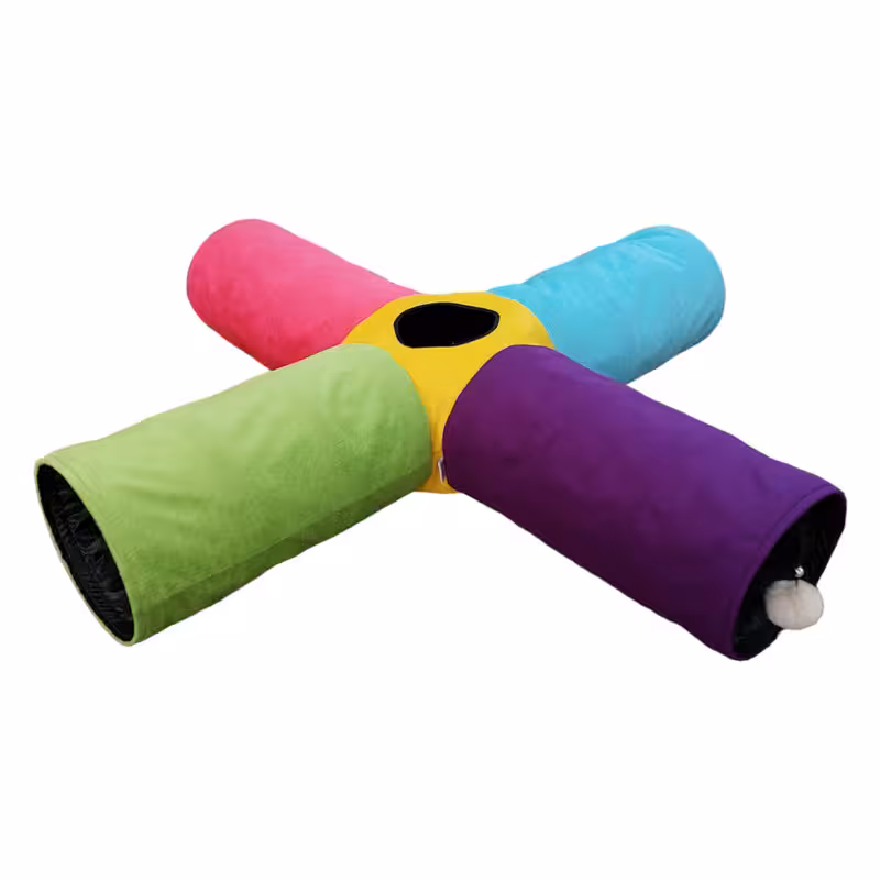 اسباب بازی گربه آدریاناپت مدل تونل چهار کانال طرح بلند رنگارنگ | چاوه