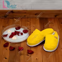 دمپایی حوله ای طرح کرالیچ رنگ لیمویی