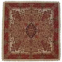 رومیزی کوچک عسلی ترمه نفیس ابریشم کد TRM236 رنگ کرم آستر شکلاتی لبه یراق دوزی