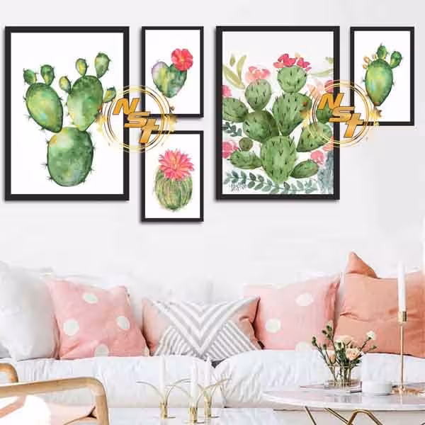 تابلو دکوراتیو 5 تکه طرح کاکتوس کد GH073