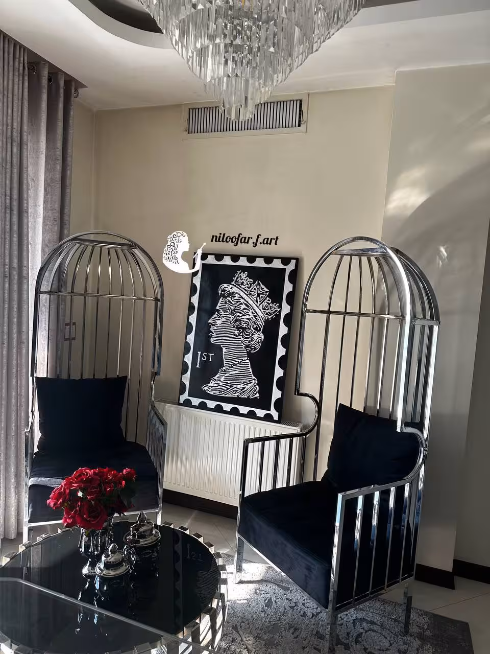 تابلو برجسته ملکه کار شده با ورق نقره ای کد 88